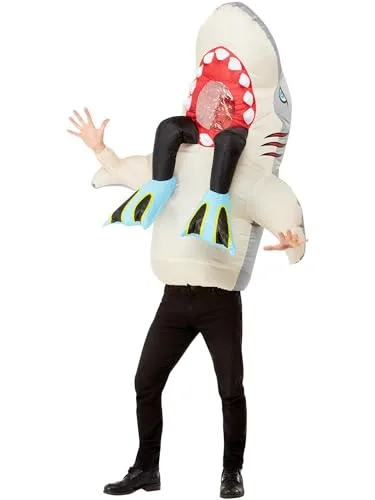Smiffy's ▫️ Smiffys: Fato insuflável de tubarão e mergulhador, Fato de uma só peça para o Halloween e o Carnaval 4