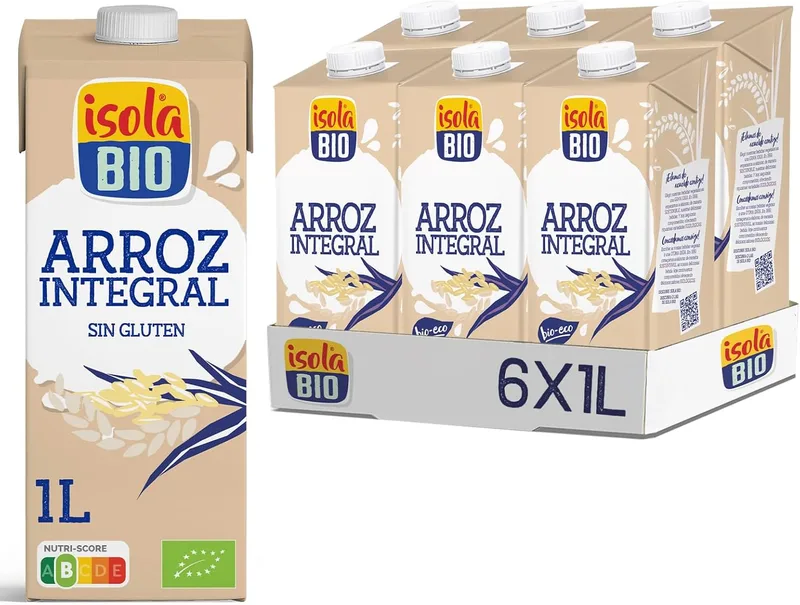 Isola Bio ▫️ Bebida Ecológica Vegetal de Arroz Integral - Embalagem de 6 x 1 L