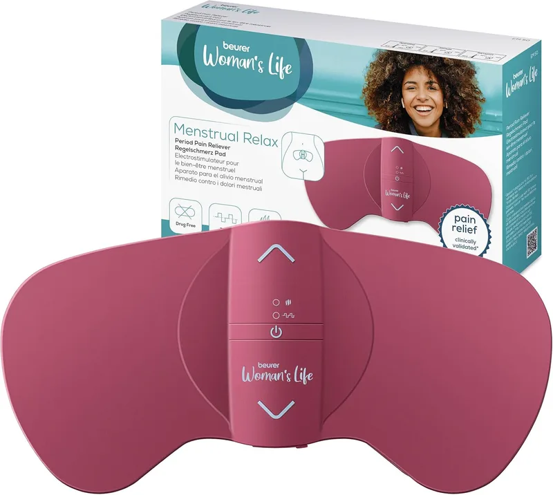 Beurer ▫️ EM 50 Menstrual Relax, para o alívio das dores menstruais e das dores causadas pela endometriose, com funções TENS e de calor, com bateria recarregável