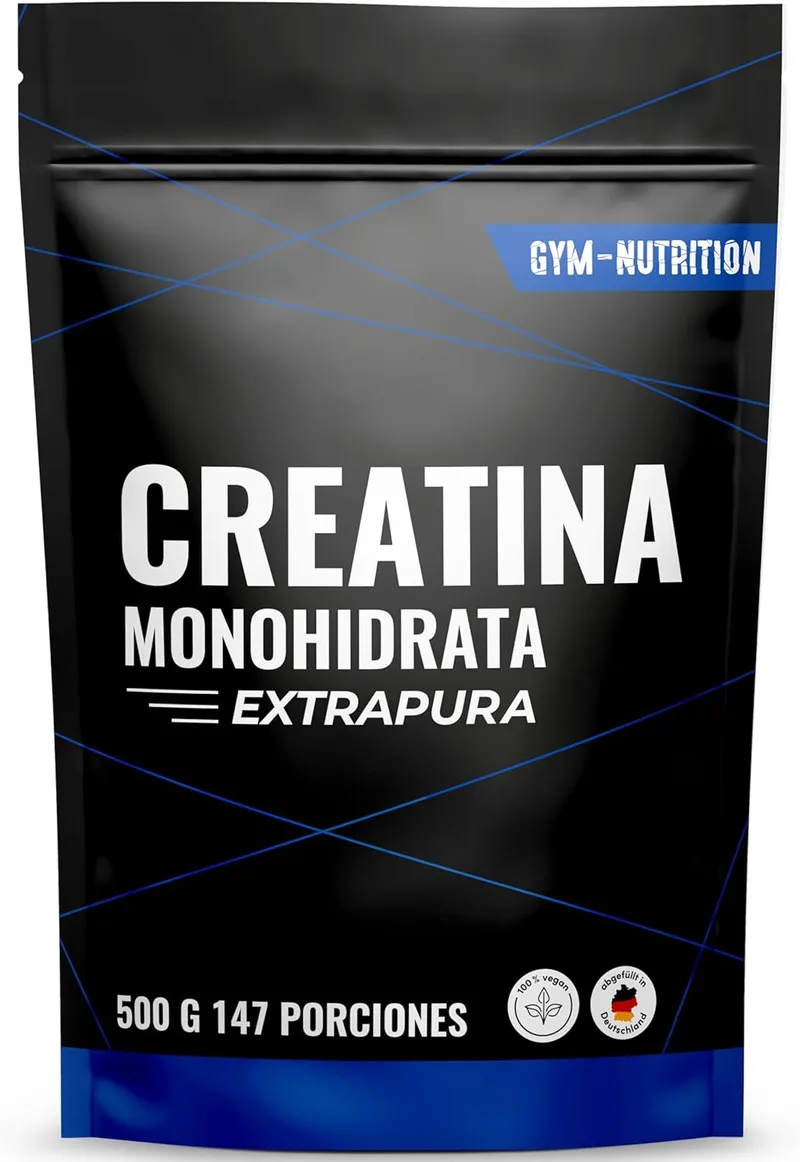 Gym Nutrition ▫️ Creatina Monohidrato Extra Pure - 500g - 147 doses - Creatina Monohidrato em Pó - 100% Vegan - Fabricado na Alemanha - Creatina Monohidrato em Pó