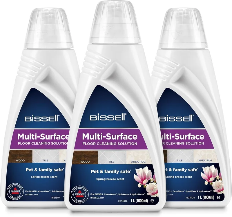 Bissell ▫️ Multi-Surface, líquido de limpeza multi-superfícies para pavimentos, compatível com os modelos CrossWave e SpinWave, embalagem de 3 x 1 L, para a limpeza diária de pavimentos duros selados e alcatifas, 2885
