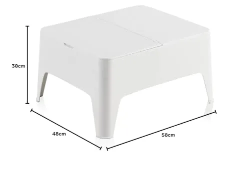 Shaf ▫️ SP Berner - Mesa Auxiliar Alaska - Leve, empilhável e resistente - Para uso no exterior - Com gaveta de arrumação - Fabricada em Espanha com plástico reciclado - 58 x 48 x 30 cm - Branca 3