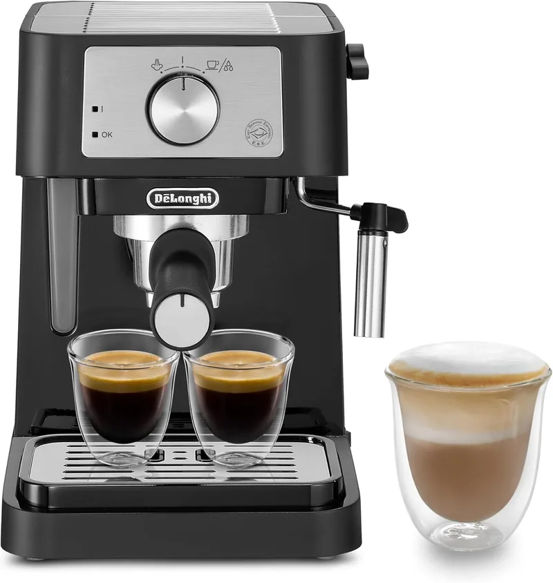 De'Longhi ▫️ Máquina de café expresso manual com bocal de espuma manual, preta