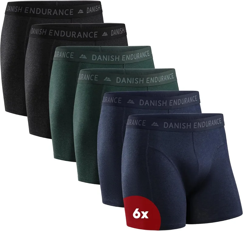 DANISH ENDURANCE ▫️ Cuecas boxer para homem, algodão, roupa interior, embalagem de 6 unidades