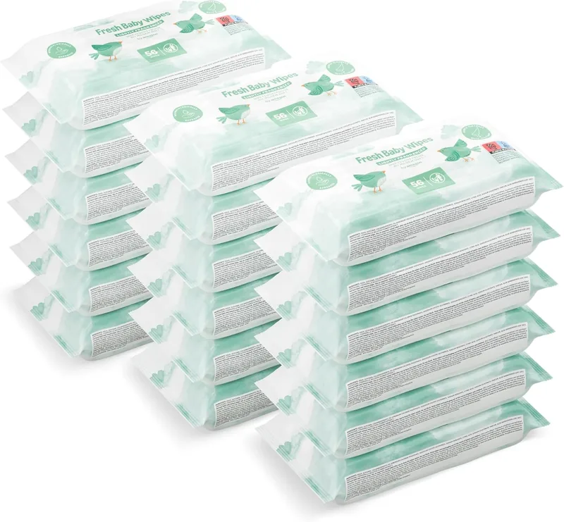 by Amazon ▫️ Toalhetes refrescantes para bebés, 1008 toalhetes, sem perfume, 18 embalagens de 56 (anteriormente da marca Mama Bear, mas o mesmo produto)