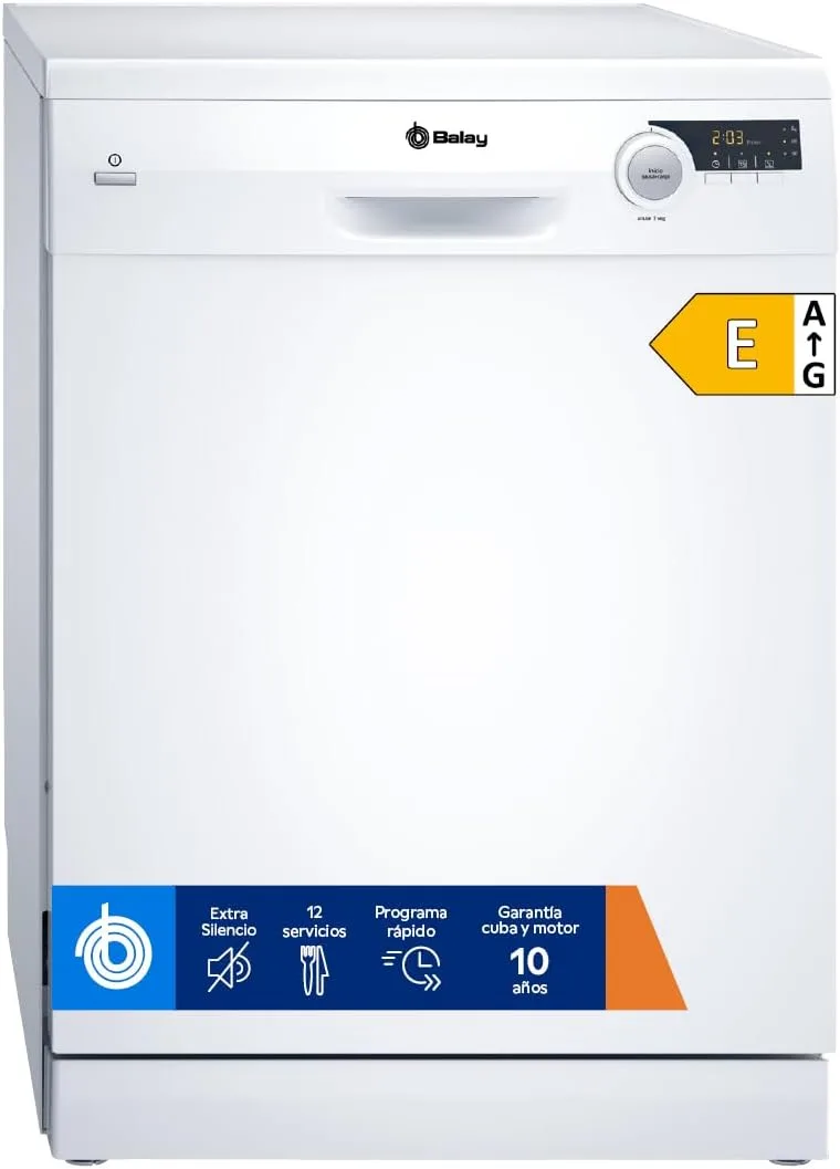 Balay ▫️ Máquina de lavar louça de encastrar, 60 cm, 12 serviços, Auto Diario, Pausa+Carregamento, ExtraSilêncio, Branco, 3VS506BP