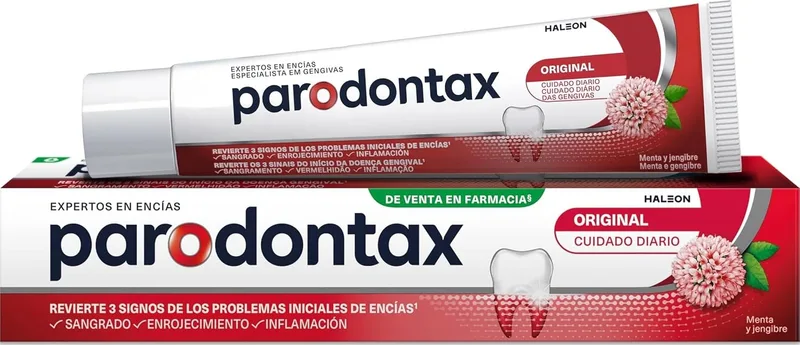 Parodontax ▫️ Pasta de dentes Herbal Original, Ajuda a travar e prevenir o sangramento das gengivas, sabor a menta e gengibre, 75 ml | Pasta de dentes com flúor, sangramento das gengivas, menta e gengibre, uso diário, gengivas sensíveis, controlo da placa bacteriana, 75 ml