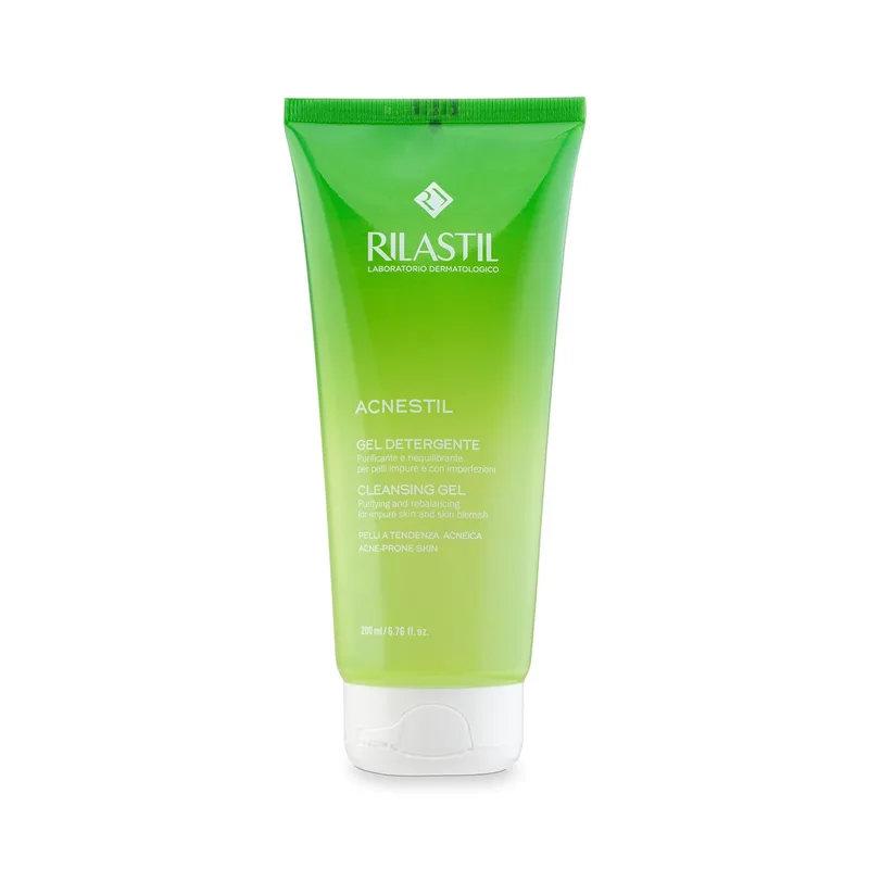 Rilastil ▫️ Acnestil Gel, Gel de Limpeza Anti-imperfeições e Hidratante, Limpa sem ressecar, com pantenol, ceramidas e ácido hialurónico, para peles mistas ou oleosas com tendência acneica – 200 ml (embalagem de 2)