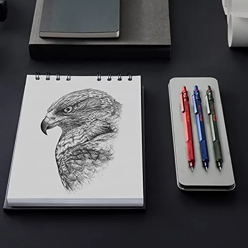 Rotring ▫️ Portaminas 600 | HB 0,7 mm | Corpo em metal vermelho | Cilindro hexagonal 3