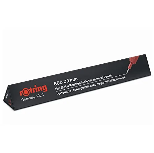 Rotring ▫️ Portaminas 600 | HB 0,7 mm | Corpo em metal vermelho | Cilindro hexagonal 4
