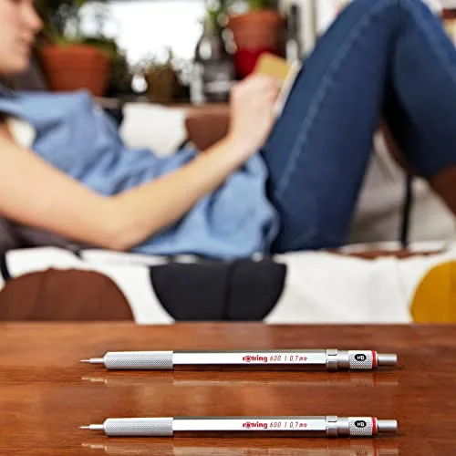 Rotring ▫️ Portaminas 600 | HB 0,7 mm | Corpo em metal vermelho | Cilindro hexagonal 6