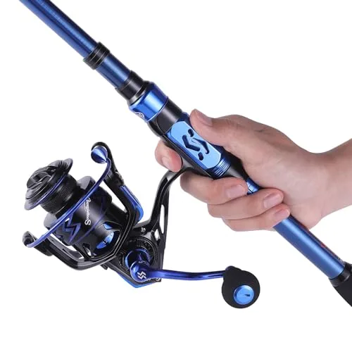 Sougayilang ▫️ Conjuntos de carretos e canas de pesca, fibra de carbono de 24 toneladas, canas de pesca telescópicas portáteis, carretos giratórios para viagens, água salgada, água doce, presentes para 2