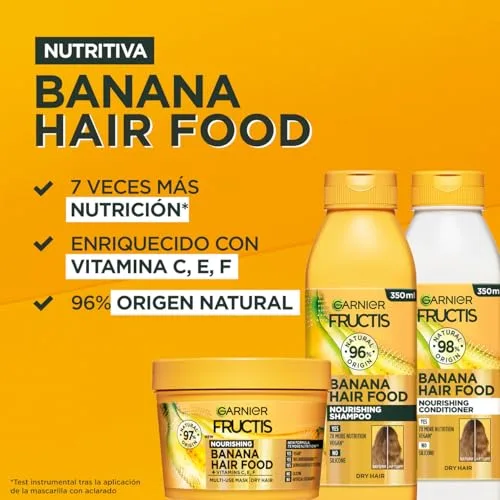 Garnier ▫️ Fructis Hair Food Banana: Champô, Condicionador, Máscara, Conjunto de 3 2