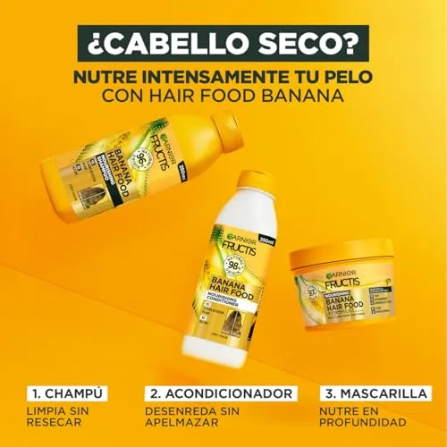 Garnier ▫️ Fructis Hair Food Banana: Champô, Condicionador, Máscara, Conjunto de 3 5