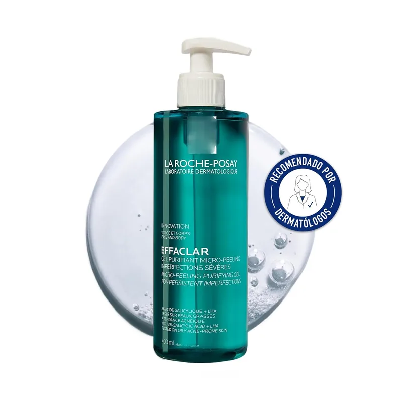 La Roche Posay Gel Micro-Esfoliante Purificante, Anti-Imperfeições, Limpa e Esfolia, Enriquecido com Ácido Salicílico, Para Peles com Tendência Acneica, Effaclar