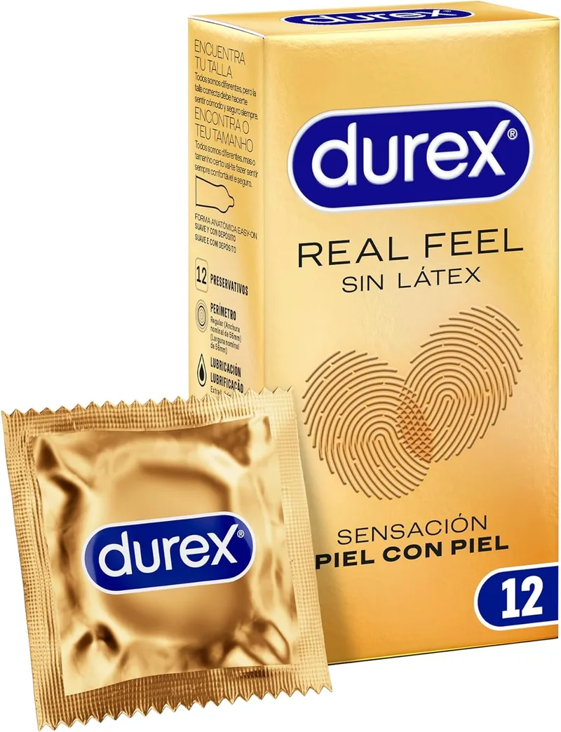 Durex ▫️ Preservativos Real Feel Sensitive Preservativos sem látex - 12 unidades