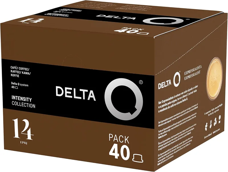 Delta Q ▫️ Cápsulas de café moído EpiQ - Espresso intenso com notas de nozes torradas - Intensidade 14 - Moagem natural - 40 cápsulas