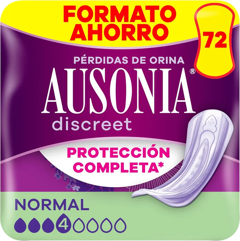 AUSONIA ▫️ Discreet Pensos para incontinência feminina, Normal, 72 unidades