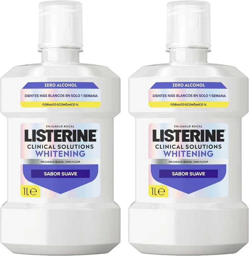 Listerine ▫️ Clinical Solutions Whitening - Elixir Bucal Sem Álcool - Embalagem de 2 x 1 L