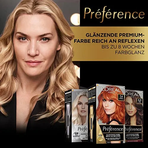 L'Oreal Paris ▫️ L'Oréal Paris Préférence 7.4 Loiro Cobre - Conjunto de 3 tinturas permanentes com coloração e bálsamo para o cuidado do cabelo 2