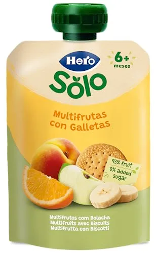 Solo ▫️ Hero Saquinhos Multifrutas com Bolachas para Bebés a partir dos 6 meses, 18 x 100 g 2