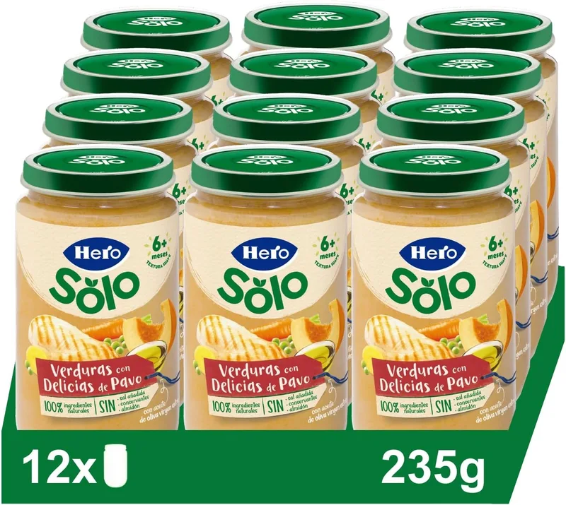 Solo ▫️ Hero Potinhos de Legumes com Delícias de Peru A partir dos 6 meses, 12 x 235 g