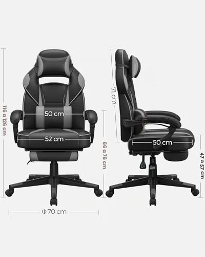 SONGMICS ▫️ Cadeira de escritório, ergonómica, apoio para os pés telescópico, 150 kg 2