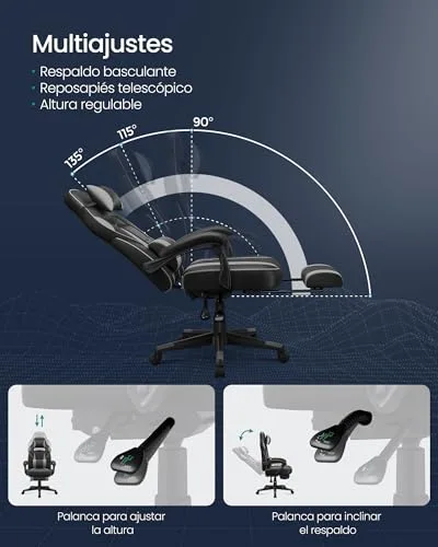 SONGMICS ▫️ Cadeira de escritório, ergonómica, apoio para os pés telescópico, 150 kg 5