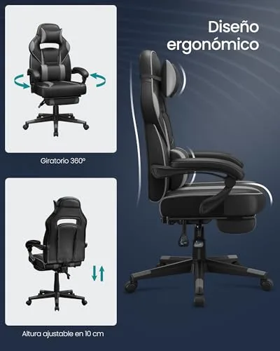 SONGMICS ▫️ Cadeira de escritório, ergonómica, apoio para os pés telescópico, 150 kg 6