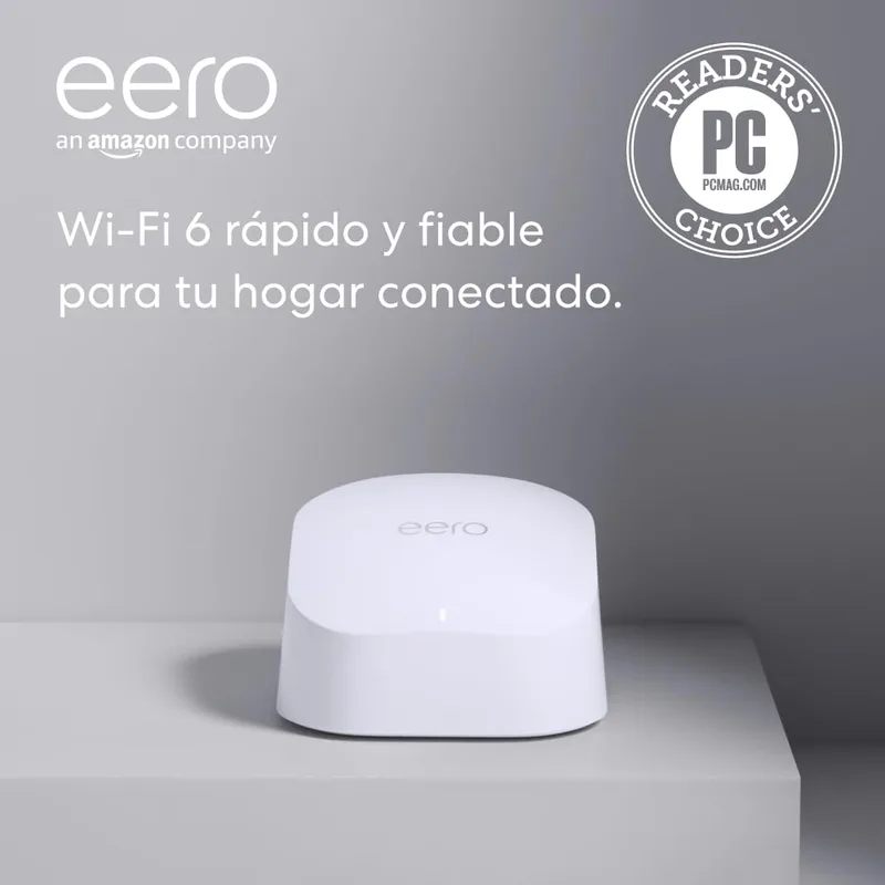 eero ▫️ Router Wi-Fi em rede em malha 6 da Amazon | Com Ethernet de 900 Mb/s, cobertura de 140 m² e capacidade para ligar mais de 75 dispositivos | 1 unidade, modelo de 2021