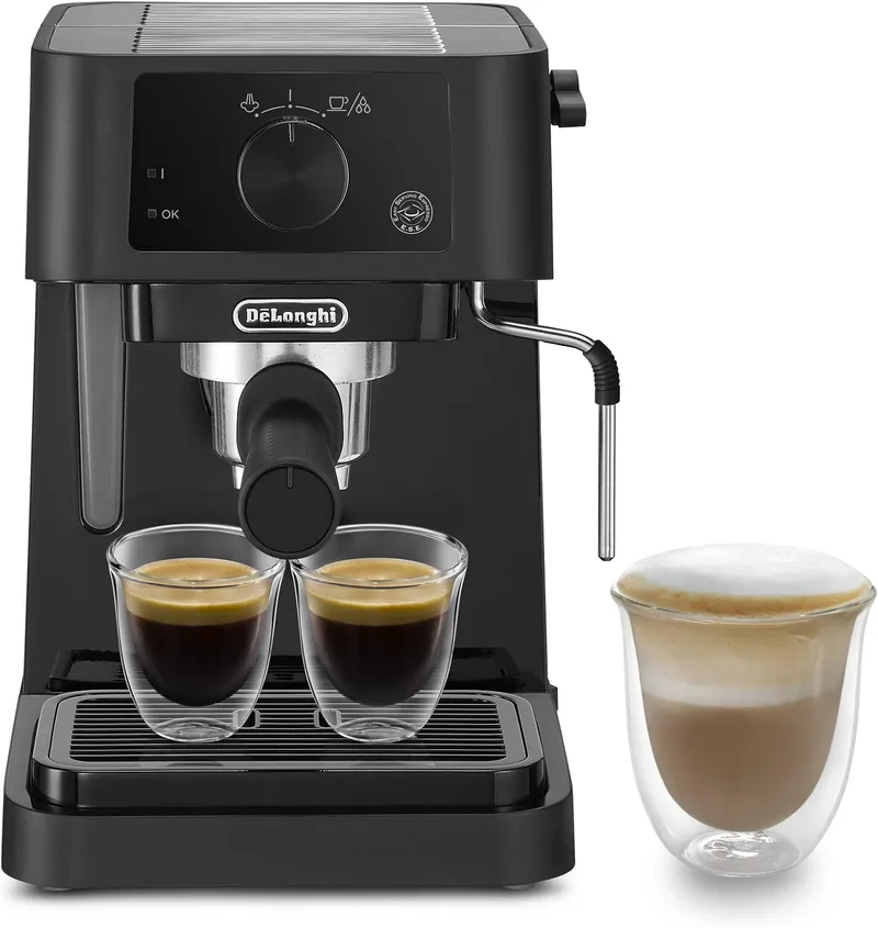 De'Longhi ▫️ Stilosa - Máquina de café expresso manual com bocal de espuma manual, preta