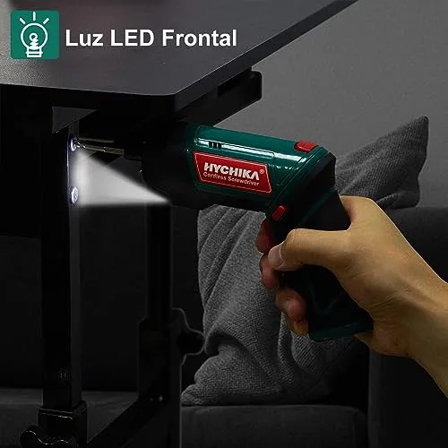 HYCHIKA BETTER TOOLS FOR BETTER LIFE ▫️ HYCHIKA Chave de fendas elétrica de 6 N·m, chave de fendas elétrica sem fios de 3,6 V com bateria de 2000 mAh (binário máximo de 6 N·m), luz LED, mandril magnético, cabo USB, 20 acessórios 6