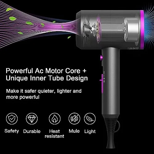 slopehill ▫️ Secador de cabelo iónico profissional com motor CA de 1800 W 2