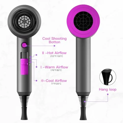 slopehill ▫️ Secador de cabelo iónico profissional com motor CA de 1800 W 6