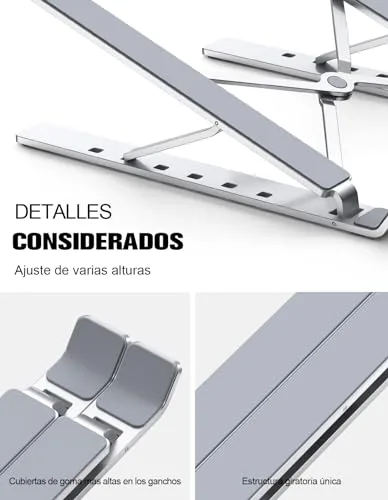 Babacom ▫️ Suporte Portátil para Mesa com 5 Ângulos Ajustáveis, Liga de Alumínio, Suporte para Portátil com Refrigeração, Suporte Plegável para Portátil, para Macbook, PC e outros portáteis de 10 a 15,6 polegadas 5
