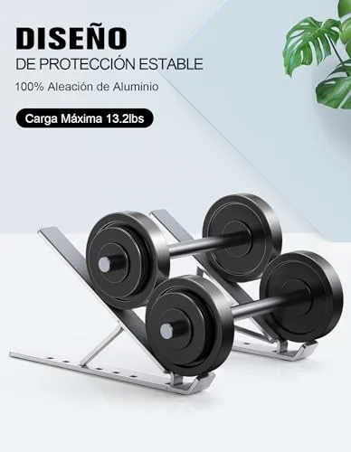 Babacom ▫️ Suporte Portátil para Mesa com 5 Ângulos Ajustáveis, Liga de Alumínio, Suporte para Portátil com Refrigeração, Suporte Plegável para Portátil, para Macbook, PC e outros portáteis de 10 a 15,6 polegadas 6