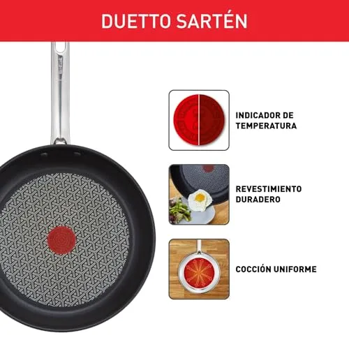 Tefal ▫️ Duetto - Conjunto de 3 frigideiras, aço inoxidável 3