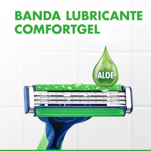 Gillette ▫️ Sensor3 Sensitive - Lâminas de barbear descartáveis para homem com faixa lubrificante com um toque de aloé vera, 5 unidades 4