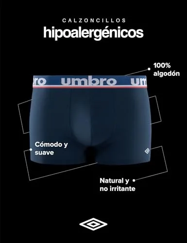 Umbro ▫️ Cuecas Boxer para Homem 100% Algodão, Roupa Interior para Homem, Sustentável, Natural (Conjunto de 5) 2