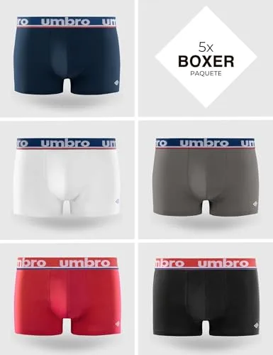 Umbro ▫️ Cuecas Boxer para Homem 100% Algodão, Roupa Interior para Homem, Sustentável, Natural (Conjunto de 5) 3