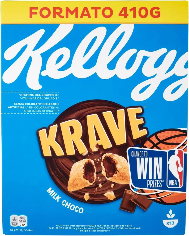 Kellogg's ▫️ Krave Chocolate com Leite - Cereais Recheados 410 g