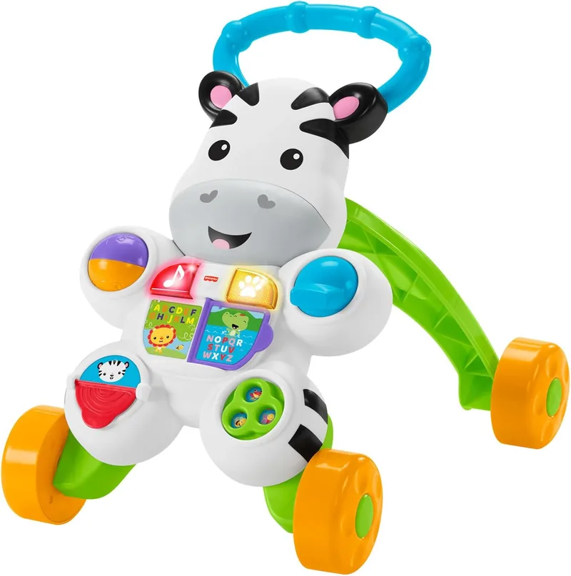 Fisher-Price ▫️ Talking Zebra primeiros passos, andarilho +6 meses, versão espanhola, embalagem reduzida GXC34