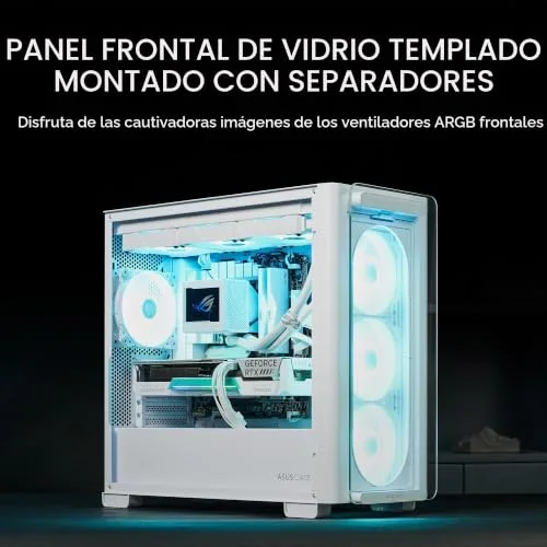 ASUS ▫️ A21 Plus - Caixa mATX (Compatível com dissipador de CPU de 165 mm, radiadores de 360 mm, placa gráfica de 380 mm, fonte de alimentação ATX, placa-mãe com conector oculto, cor branca) 5