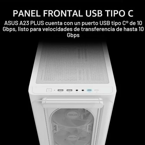 ASUS ▫️ A21 Plus - Caixa mATX (Compatível com dissipador de CPU de 165 mm, radiadores de 360 mm, placa gráfica de 380 mm, fonte de alimentação ATX, placa-mãe com conector oculto, cor branca) 7