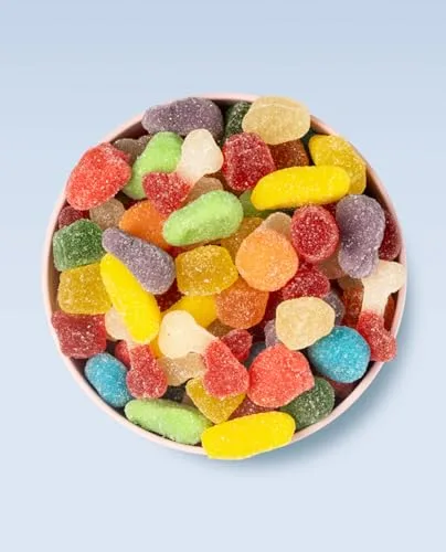 Vidal ▫️ Golosinas. Mini Mix Açúcar. Sortido de doces em forma de mini-frutinhas revestidas de açúcar. Multicoloridos. Sem glúten. Saco de 1 kg 6