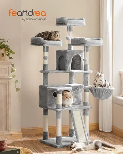 FEANDREA ▫️ Árvore para Gatos, L, 162 cm, Cinza Pomba PCT019W01 2