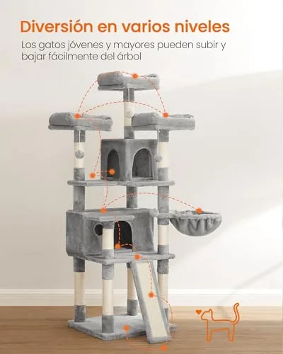 FEANDREA ▫️ Árvore para Gatos, L, 162 cm, Cinza Pomba PCT019W01 3