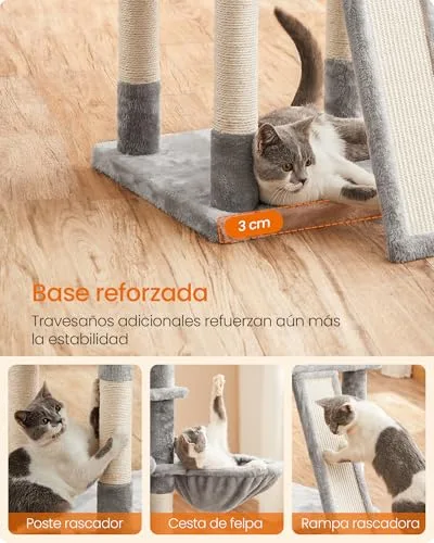 FEANDREA ▫️ Árvore para Gatos, L, 162 cm, Cinza Pomba PCT019W01 6