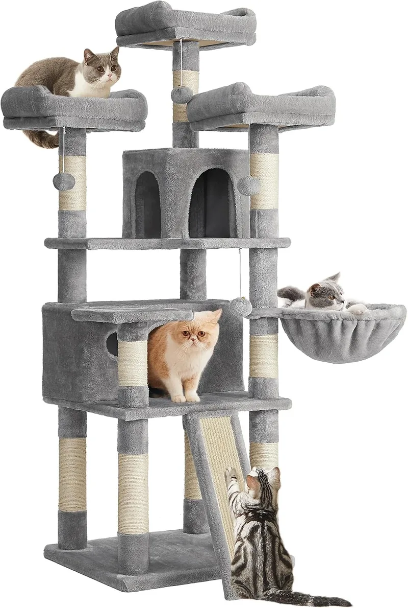 FEANDREA ▫️ Árvore para Gatos, L, 162 cm, Cinza Pomba PCT019W01