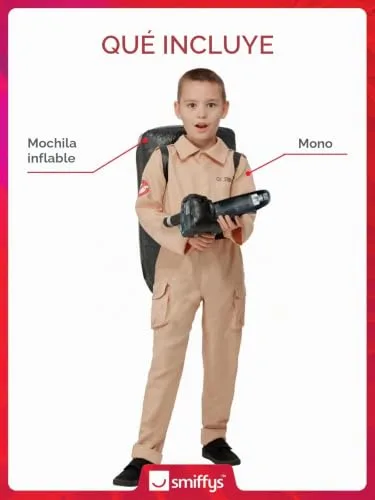 Smiffy's ▫️ Smiffys: Fato de Caçador de Fantasmas para menino, macacão e mochila insuflável – Halloween, Carnaval 2